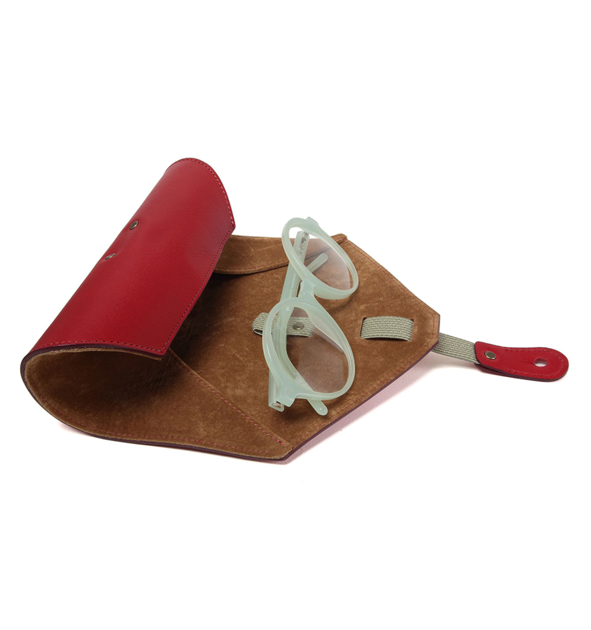 DIFFUSER TOKYO / OIL LEATHER ROLL EYEWEAR CASE / RED & LEIGHT BROWN