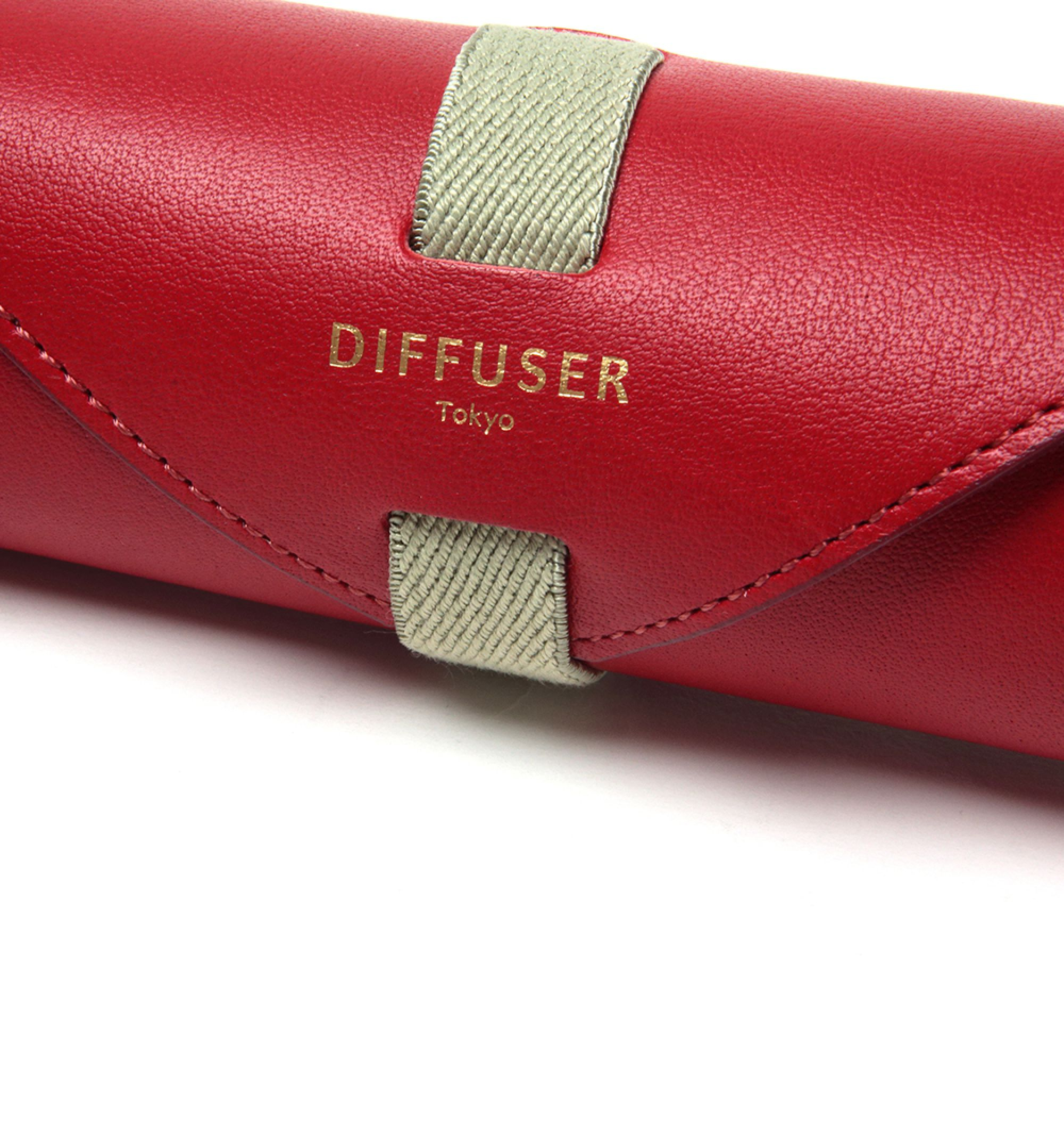 DIFFUSER TOKYO / OIL LEATHER ROLL EYEWEAR CASE / RED & LEIGHT BROWN