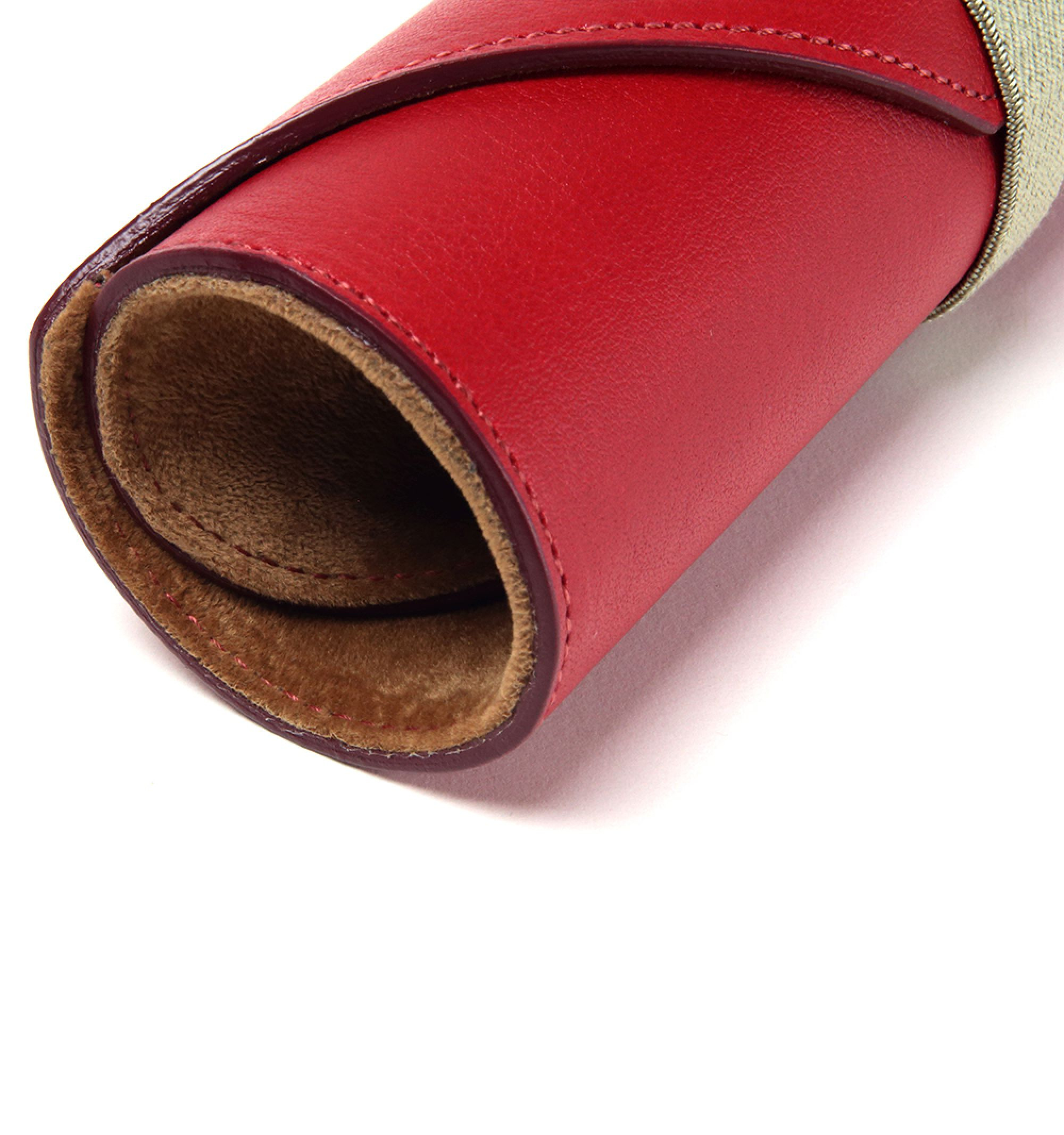 DIFFUSER TOKYO / OIL LEATHER ROLL EYEWEAR CASE / RED & LEIGHT BROWN